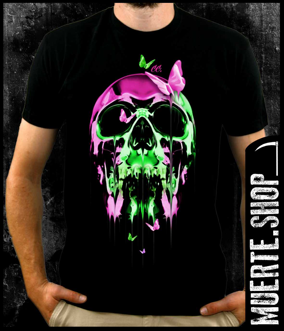 Черна тениска MELTED SKULL